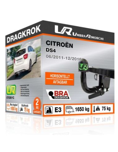 Dragkrok Citroën DS4 med horisontellt avtagbar kula