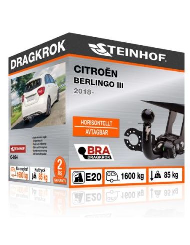 Dragkrok Citroën BERLINGO III med horisontellt avtagbar kula