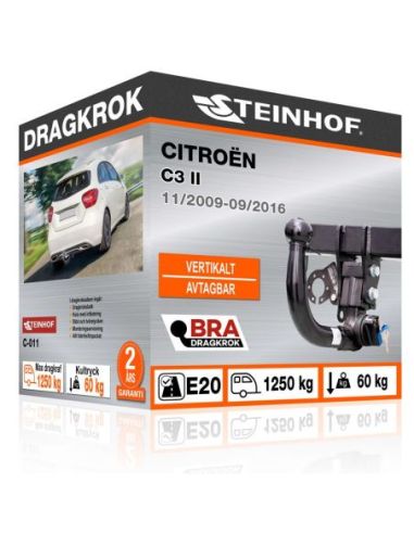 Dragkrok Citroën C3 II med vertikalt avtagbar kula