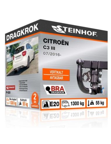 Dragkrok Citroën C3 III med vertikalt avtagbar kula