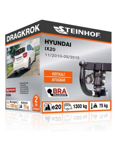 Dragkrok Hyundai IX20 med vertikalt avtagbar kula