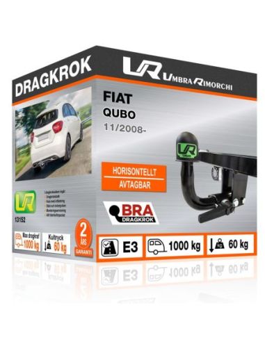 Dragkrok Fiat QUBO med horisontellt avtagbar kula