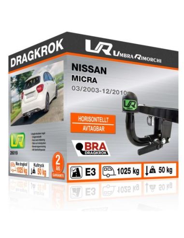 Dragkrok Nissan MICRA med horisontellt avtagbar kula