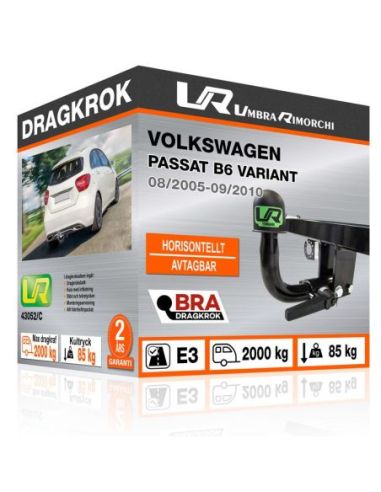 Dragkrok Volkswagen PASSAT B6 VARIANT med horisontellt avtagbar kula