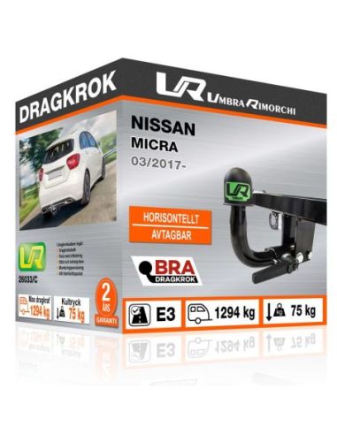 Dragkrok Nissan MICRA med horisontellt avtagbar kula