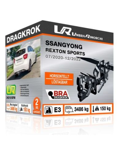 Dragkrok Ssangyong REXTON SPORTS horisontellt löstagbar C-kula/krok med fläns